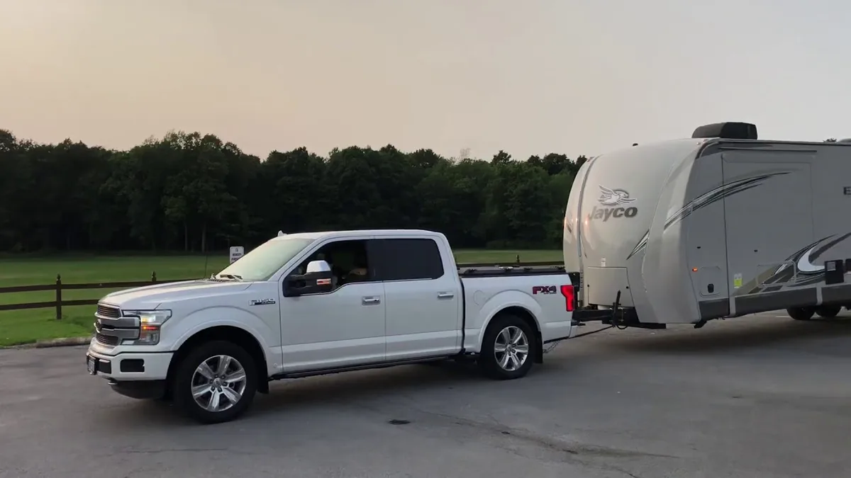 rental pickup truck towing camper